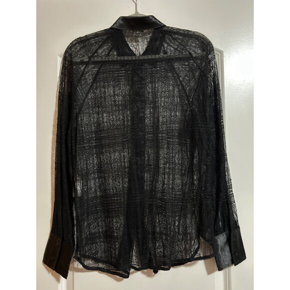 Jason Wu Women's Sheer Lace Oversized Button Up Blouse size M NWT Whimsygoth - Picture 5 of 8